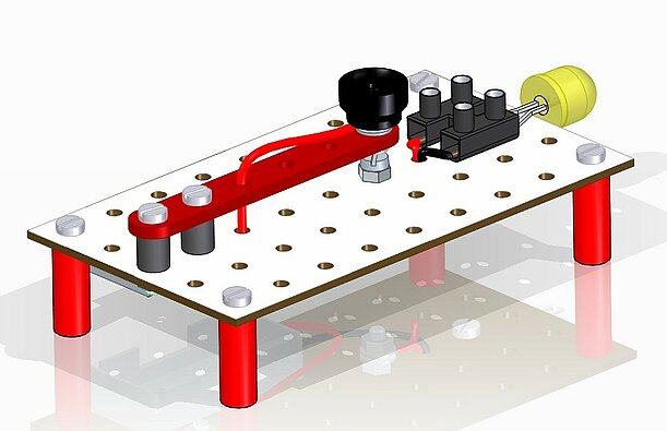 3D-CAD Zeichnung des Morsegeräts (erstellt mit Solid Edge)